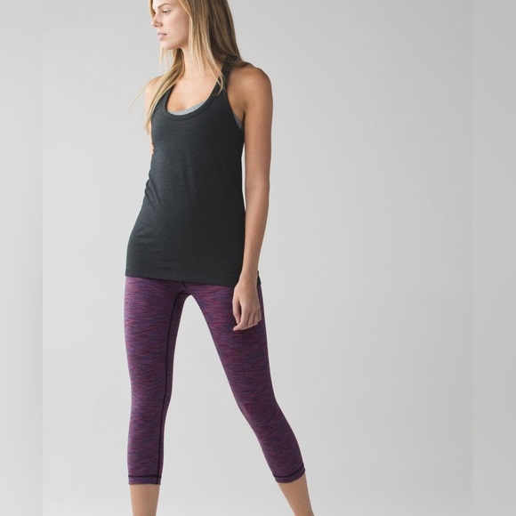 Lululemon Wunder Under Crop II (Roll Down) Space Dye Naval Blue Magenta - Picture 9 of 9